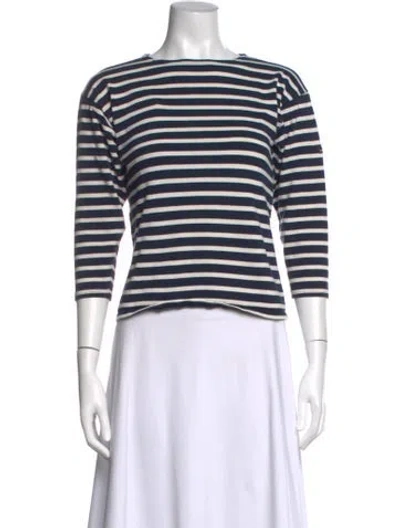 Pre-owned Saint James Striped Crew Neck T-shirt In Blue