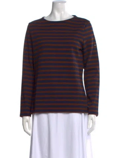 Pre-owned Saint James Striped Crew Neck T-shirt In Blue