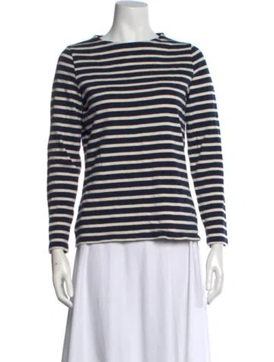 Pre-owned Saint James Striped Crew Neck T-shirt In Blue