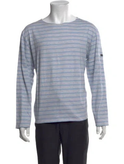 Pre-owned Saint James Striped Crew Neck T-shirt In Blue