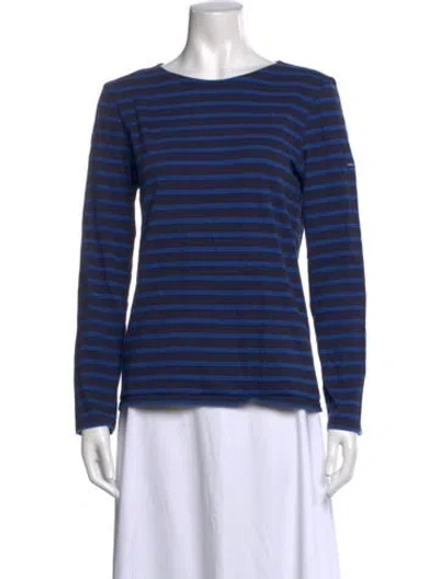 Pre-owned Saint James Striped Crew Neck T-shirt In Blue