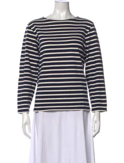 Pre-owned Saint James Striped Crew Neck T-shirt In Blue