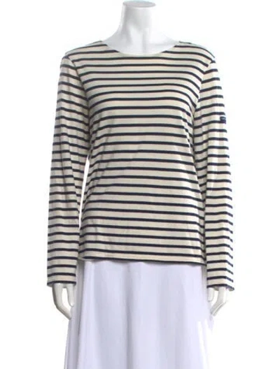 Pre-owned Saint James Striped Crew Neck T-shirt In Blue