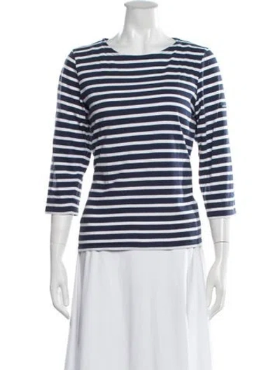 Pre-owned Saint James Striped Crew Neck T-shirt In Blue