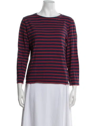 Pre-owned Saint James Striped Crew Neck T-shirt In Blue