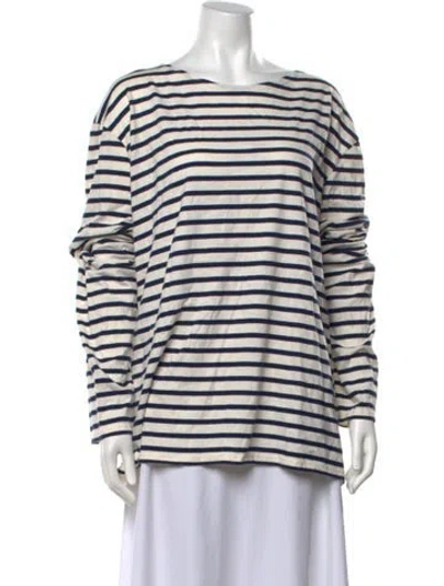Pre-owned Saint James Striped Crew Neck T-shirt In Blue