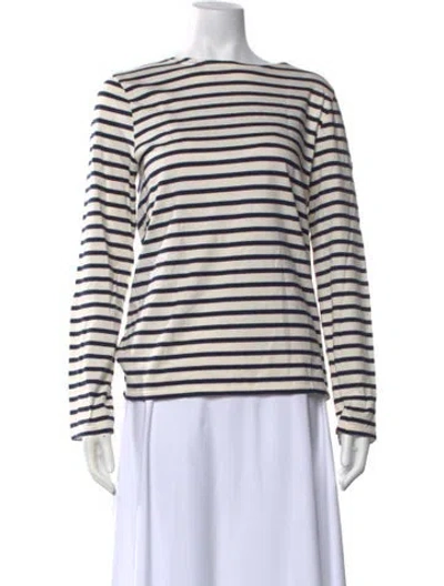 Pre-owned Saint James Striped Crew Neck T-shirt In Blue