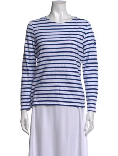 Pre-owned Saint James Striped Crew Neck T-shirt In Blue/white