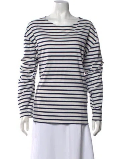Pre-owned Saint James Striped Crew Neck T-shirt In Blue/white