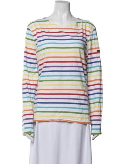 Pre-owned Saint James Striped Crew Neck T-shirt In Blue/white