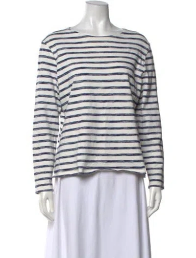 Pre-owned Saint James Striped Crew Neck T-shirt In Blue/white