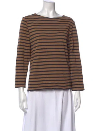 Pre-owned Saint James Striped Crew Neck T-shirt In Brown