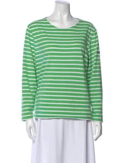 Pre-owned Saint James Striped Crew Neck T-shirt In Green
