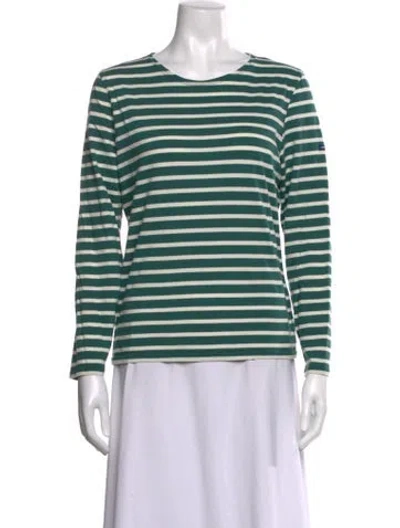 Pre-owned Saint James Striped Crew Neck T-shirt In Green