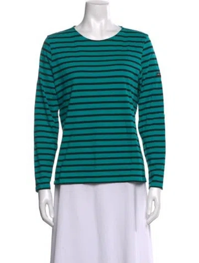 Pre-owned Saint James Striped Crew Neck T-shirt In Green