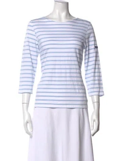 Pre-owned Saint James Striped Crew Neck T-shirt In Grey