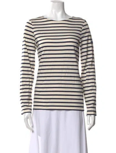 Pre-owned Saint James Striped Crew Neck T-shirt In Neutrals
