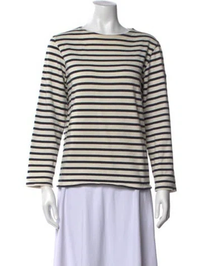 Pre-owned Saint James Striped Crew Neck T-shirt In Neutrals