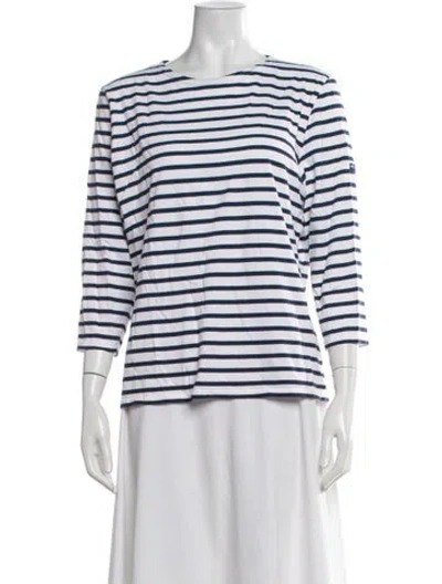 Pre-owned Saint James Striped Crew Neck T-shirt In Neutrals