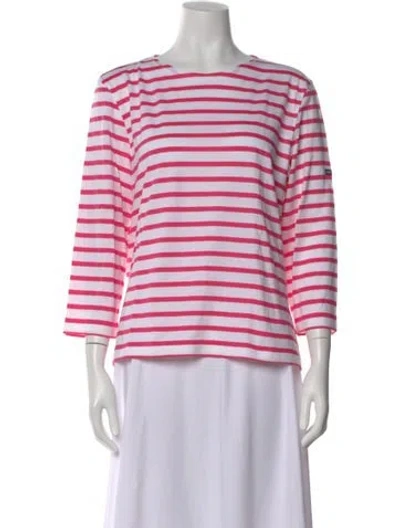 Pre-owned Saint James Striped Crew Neck T-shirt In Pink