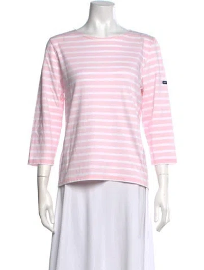 Pre-owned Saint James Striped Crew Neck T-shirt In Pink