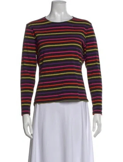 Pre-owned Saint James Striped Crew Neck T-shirt In Purple