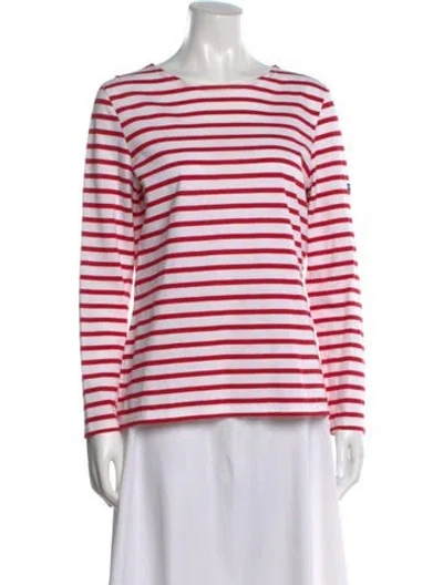 Pre-owned Saint James Striped Crew Neck T-shirt In Red