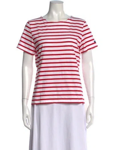 Pre-owned Saint James Striped Crew Neck T-shirt In Red