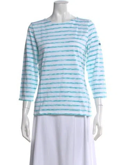 Pre-owned Saint James Striped Crew Neck T-shirt W/ Tags In White