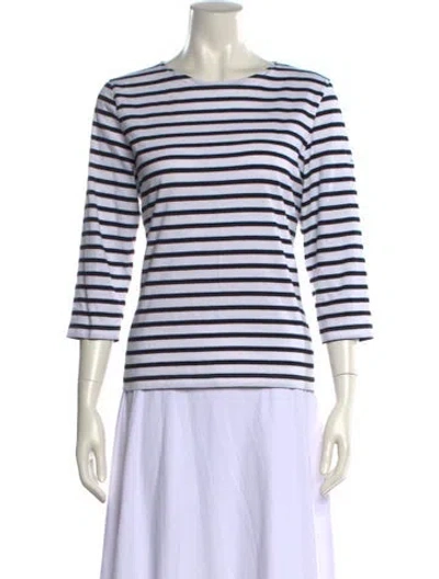 Pre-owned Saint James Striped Crew Neck T-shirt In White