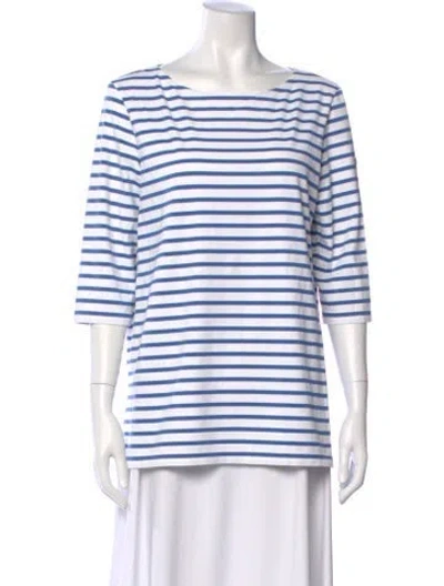 Pre-owned Saint James Striped Crew Neck T-shirt In White