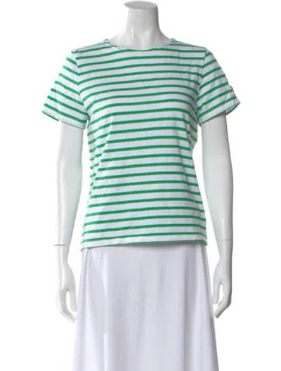 Pre-owned Saint James Striped Crew Neck T-shirt In White