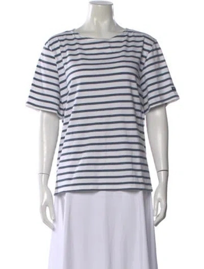 Pre-owned Saint James Striped Crew Neck T-shirt In White