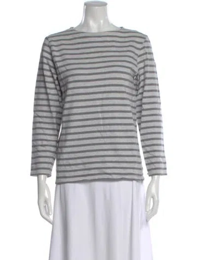 Pre-owned Saint James Striped Crew Neck T-shirt In White