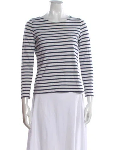 Pre-owned Saint James Striped Crew Neck T-shirt In White