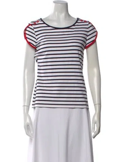Pre-owned Saint James Striped Crew Neck T-shirt In White