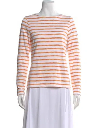 Pre-owned Saint James Striped Crew Neck T-shirt In White