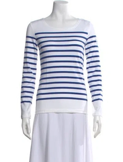 Pre-owned Saint James Striped Crew Neck T-shirt In White