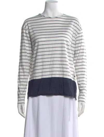 Pre-owned Saint James Striped Crew Neck T-shirt In White