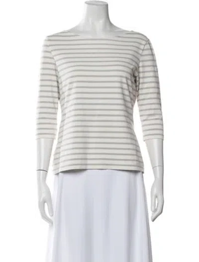 Pre-owned Saint James Striped Crew Neck T-shirt In White