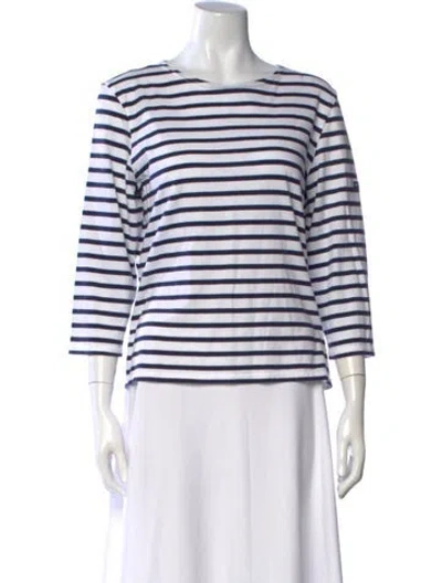 Pre-owned Saint James Striped Crew Neck T-shirt In White