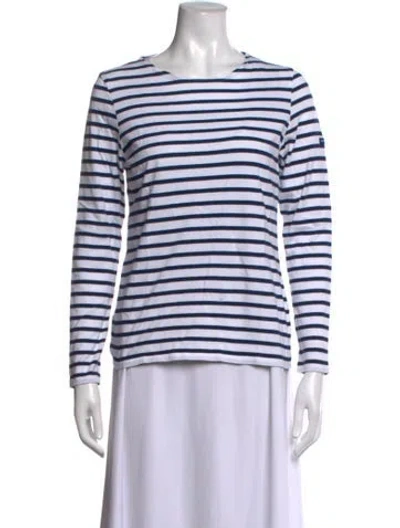 Pre-owned Saint James Striped Crew Neck T-shirt In White