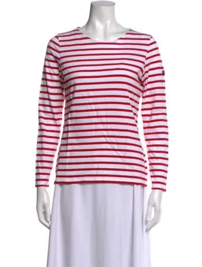 Pre-owned Saint James Striped Crew Neck T-shirt In White