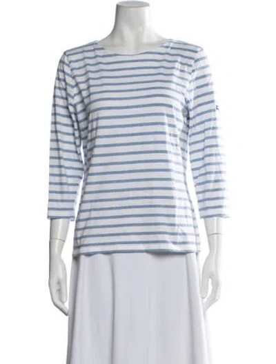 Pre-owned Saint James Striped Crew Neck T-shirt In White