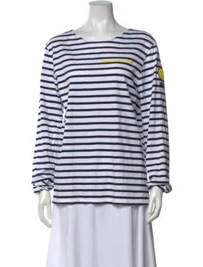 Pre-owned Saint James Striped Crew Neck T-shirt In White