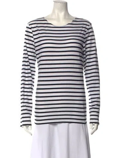 Pre-owned Saint James Striped Crew Neck T-shirt In White