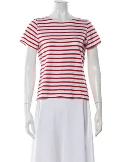 Pre-owned Saint James Striped Crew Neck T-shirt In White