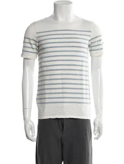 Pre-owned Saint James Striped Crew Neck T-shirt In White