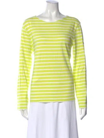 Pre-owned Saint James Striped Crew Neck T-shirt In Yellow