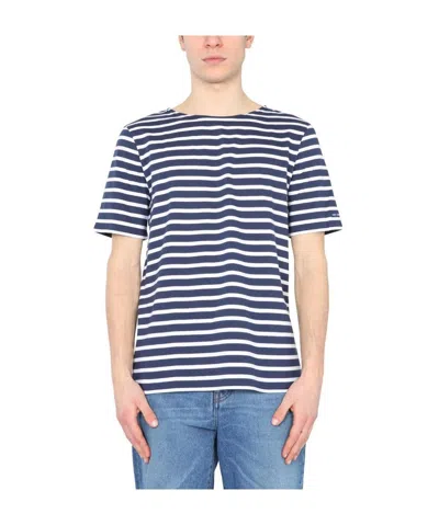 Saint James Striped Crewneck T-shirt In Blue